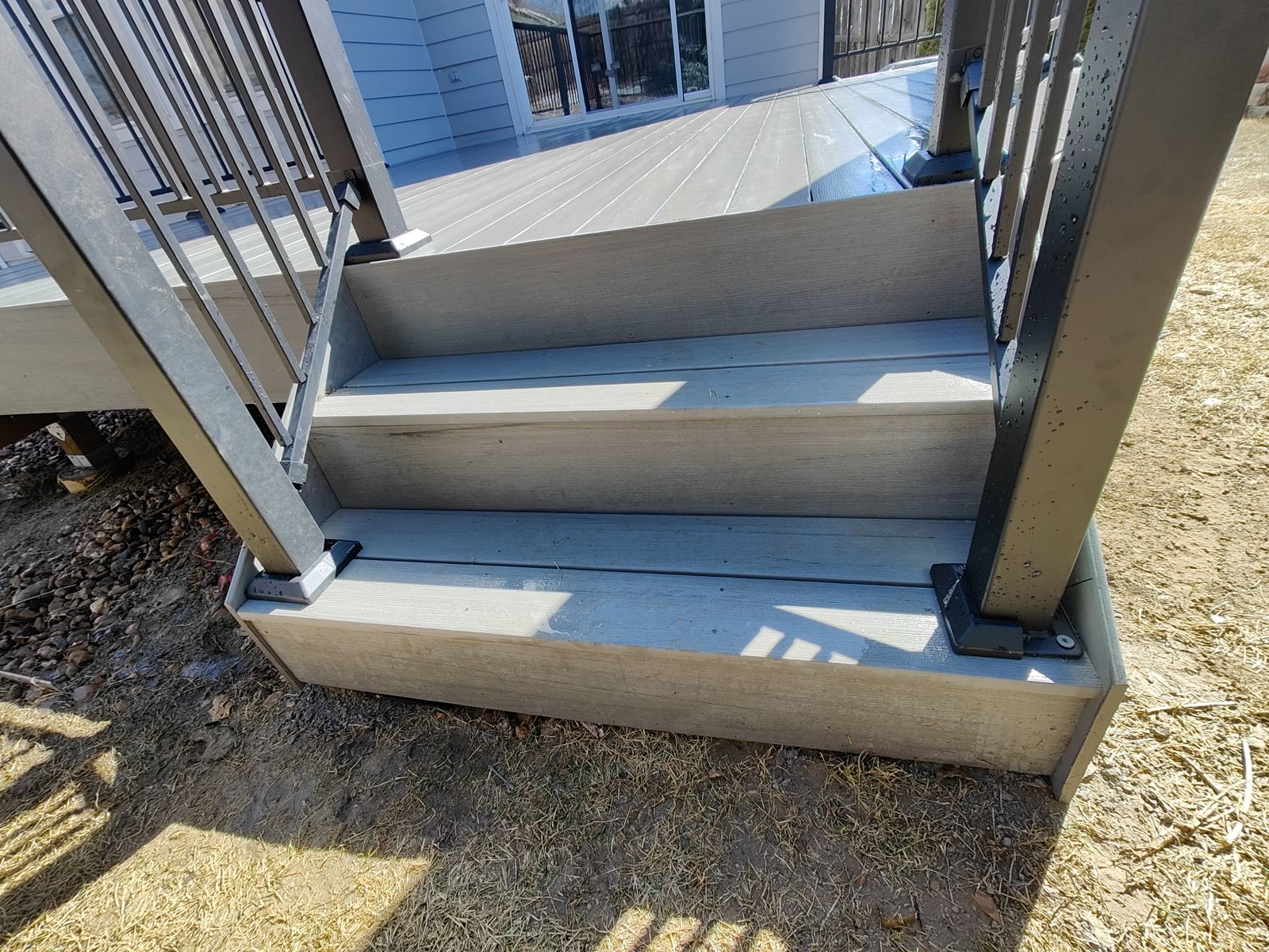 Composite deck stairs and railing