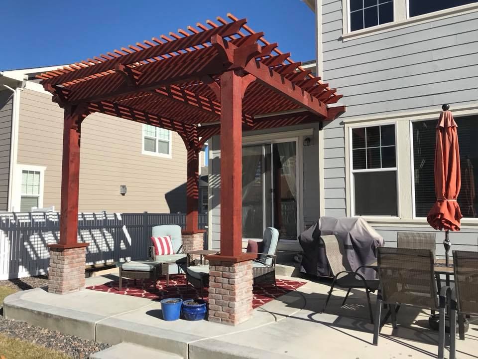 Custom pergola over covered patio in the north Denver metro