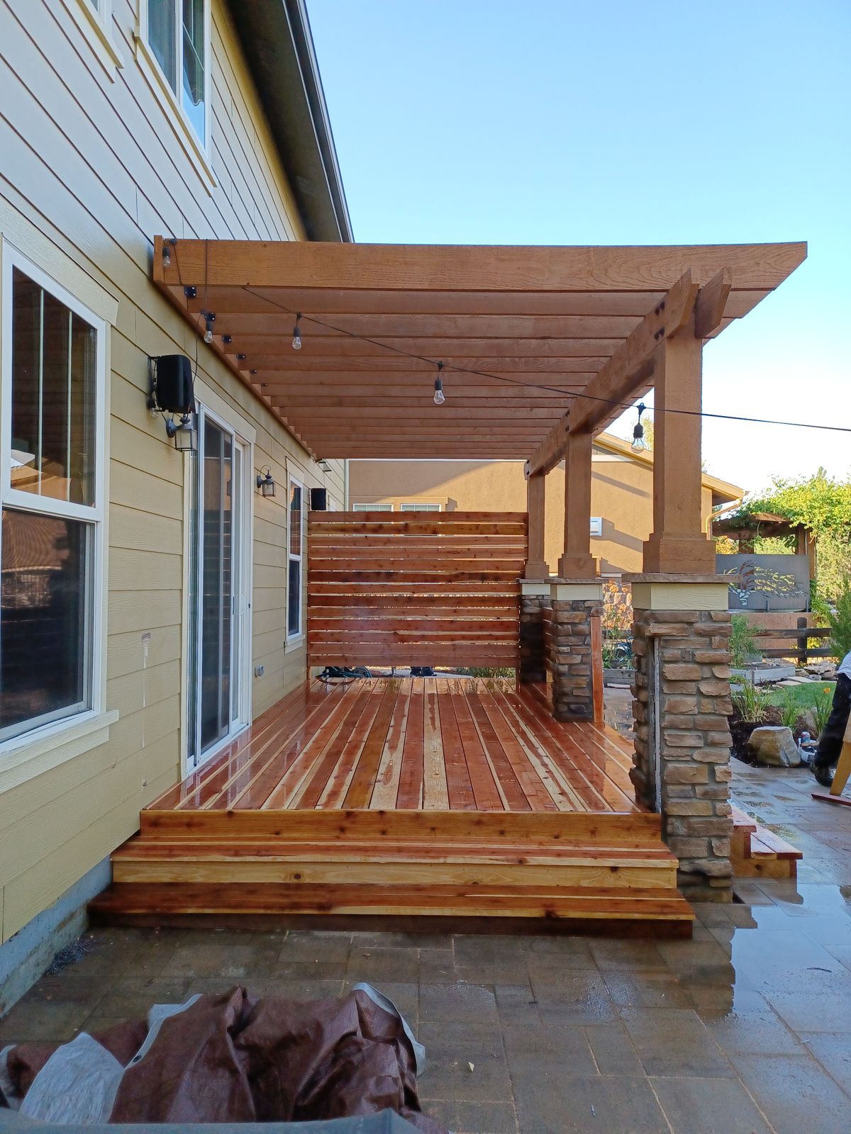 Custom pergola and cedar deck built in Thornton, CO